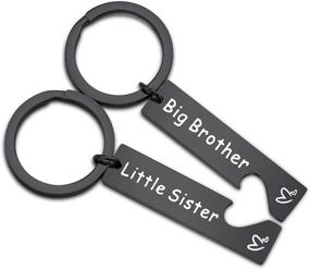 img 4 attached to FEELMEM Big Sister Little Brother Matching Keyring Set - Family Jewelry for Sibling Bonding