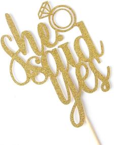 img 2 attached to Sparkling Gold 'She Said Yes' Cake Topper for Engagement and Wedding Celebrations