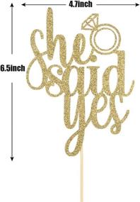 img 3 attached to Sparkling Gold 'She Said Yes' Cake Topper for Engagement and Wedding Celebrations