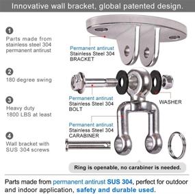 img 3 attached to 🏋️ Premium BeneLabel Set of 2 Heavy Duty Swing Hangers - Antirust Stainless Steel 304, 1800 LB Capacity, Includes 4 Wood Screws for Wooden Beam - Perfect for Yoga Hammock Chair, Sandbag, Swing Sets - Experience the Ultimate 180° Swing