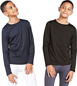 img 4 attached to DEVOPS Boys 2-Pack Thermal 👕 Compression Long Sleeve Tops with Fleece Lining