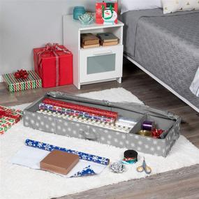 img 1 attached to 🎁 Ultimate Underbed Wrapping Paper Storage Container: Organize 27 Rolls of 1 3/8" Diam. - Includes Bags for Gift Wrap, Ribbon, and Bows - Durable 600D Material - Fits Up to 40" Rolls