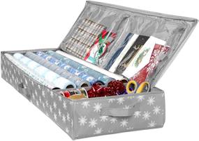 img 4 attached to 🎁 Ultimate Underbed Wrapping Paper Storage Container: Organize 27 Rolls of 1 3/8" Diam. - Includes Bags for Gift Wrap, Ribbon, and Bows - Durable 600D Material - Fits Up to 40" Rolls