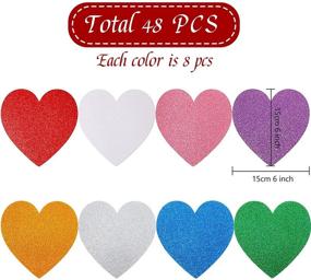 img 3 attached to 💖 Valentine's Day Glitter Foam Heart Stickers - 48 Pieces 6 Inch Self-Adhesive Greeting Cards Colorful Blissful Heart Shape Scrapbook Stickers for Valentine Anniversary Wedding DIY Crafts