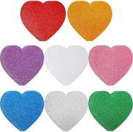 💖 valentine's day glitter foam heart stickers - 48 pieces 6 inch self-adhesive greeting cards colorful blissful heart shape scrapbook stickers for valentine anniversary wedding diy crafts logo