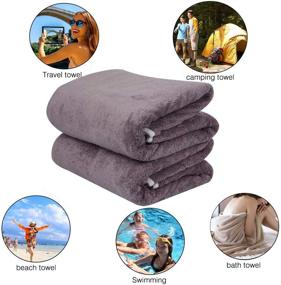 img 1 attached to 🛀 KinHwa Microfiber Bath Towels - Absorbent and Soft Bathroom Towels, Sports, Travel, Fitness, Yoga, Spa, Pool - Purple (2 Pack, 30Inch x 60Inch)