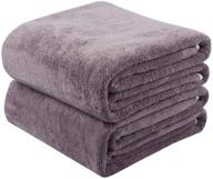🛀 kinhwa microfiber bath towels - absorbent and soft bathroom towels, sports, travel, fitness, yoga, spa, pool - purple (2 pack, 30inch x 60inch) logo