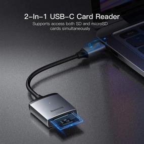 img 3 attached to Baseus 2-in-1 Card Reader: USB C to SD & Micro SD Memory Card Reader for MacBook Pro, Air, Samsung S20+ - Aluminum Type 3.0 Card Slot