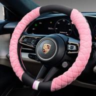 ohhmnkk universal luxurious plush steering wheel cover 15 inches (pink) logo