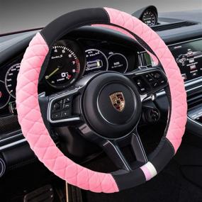 img 3 attached to OHHMNKK Universal Luxurious Plush Steering Wheel Cover 15 Inches (Pink)