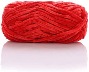 img 3 attached to 🧶 Super Bulky Chenille Velvet Yarn - 7.05oz 300 Yards Polyester - Soft, Gauge 6 - Crochet & Knitting Home Decor Projects (Red, 200g)