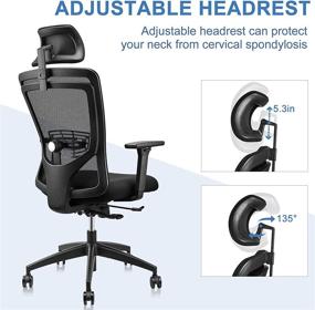 img 1 attached to Enhance Comfort and Productivity with LMIKAF Ergonomic Office Chair: Adjustable, Mesh Design with 5D Armrest and Lumbar Support