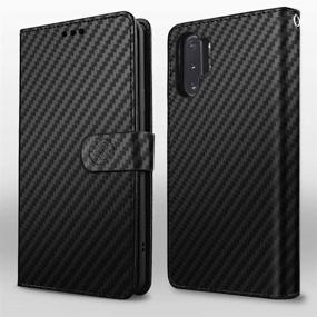 img 2 attached to 📱 Galaxy Note 10 Plus Wallet Case - Shields Up! [Detachable] Magnetic Wallet, Durable Carbon Fiber Case with Card Slots & Wrist Strap, [Vegan Leather] Cover for Samsung Galaxy Note 10 Plus by TXW