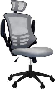 img 3 attached to 🪑 High-Back Executive Chair with Mesh, Headrest, Flip-Up Arms in Silver Grey Shade