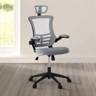 🪑 high-back executive chair with mesh, headrest, flip-up arms in silver grey shade логотип