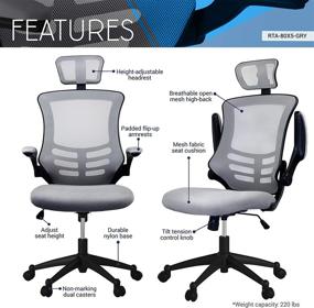 img 2 attached to 🪑 High-Back Executive Chair with Mesh, Headrest, Flip-Up Arms in Silver Grey Shade