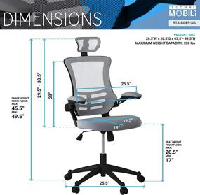 img 1 attached to 🪑 High-Back Executive Chair with Mesh, Headrest, Flip-Up Arms in Silver Grey Shade