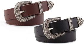 img 1 attached to Vintage Hollow Flower Waist Belts - Western Leather Belts for Women, Fashionable Women's Accessories