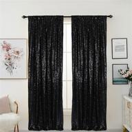 helaku black sparkly sequin backdrop curtains - 2 panels 2.2x8ft glittery black sequin curtains for wedding party, shimmering background drapes logo