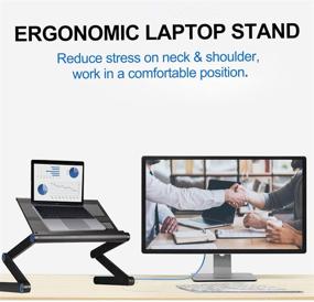 img 3 attached to 😎 Enhanced Lovinouse Adjustable Aluminum Laptop Desk: Cooling Fan, Mouse Pad, Notebook Table Stand for Ergonomic Home Office, Lap Desk TV Bed Standing Desk