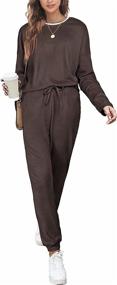 img 3 attached to 💃 Dofaoo Women's 2-Piece Lounge Set - Long Sleeve Sweat Suit for Casual Jogging and Relaxation