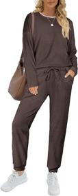 img 4 attached to 💃 Dofaoo Women's 2-Piece Lounge Set - Long Sleeve Sweat Suit for Casual Jogging and Relaxation