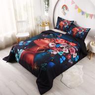 👸 african american black girl comforter set - oecpkd 3 piece blue butterfly african american girl comforter set with 1 comforter and 2 pillowcases - christmas bedding set (queen, african girl2) logo