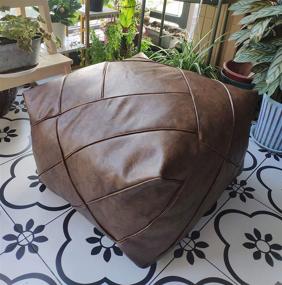 img 3 attached to Handmade Leather Moroccan Footstool Unstuffed Home Decor in Poufs