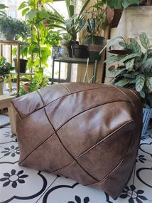 img 2 attached to Handmade Leather Moroccan Footstool Unstuffed Home Decor in Poufs