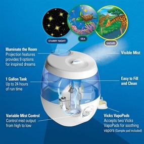 img 2 attached to 🌙 Vicks Sweet Dreams Cool Mist Humidifier, Blue, Ideal for Medium Rooms, 1 Gallon Tank – Filter Free Moisture Humidifier for Baby and Kids Rooms with Illuminated Display, Compatible with Vicks VapoPads