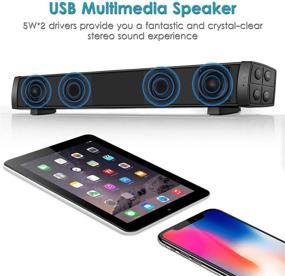 img 2 attached to 🔊 Mini Soundbar with Bluetooth 5.0 and Aux Input - USB Powered PC Speaker for Laptop, Gaming, iPad, Tablet, Cellphone, and More!
