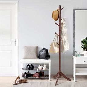 img 3 attached to 🌳 Tangkula Wooden Tree Coat Rack: Height Adjustable Entryway Stand with 8 Hooks for Home Office Hall