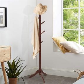 img 2 attached to 🌳 Tangkula Wooden Tree Coat Rack: Height Adjustable Entryway Stand with 8 Hooks for Home Office Hall