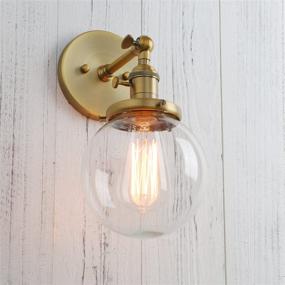 img 1 attached to 🔦 Vintage Industrial Wall Sconce: Permo Lighting Fixture with Mini 5.9" Hand Blown Clear Glass Globe Shade (Antique)