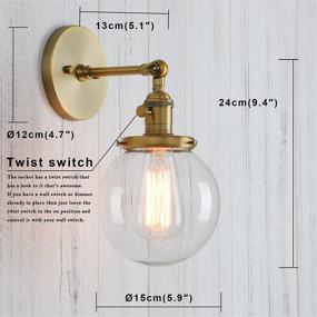 img 3 attached to 🔦 Vintage Industrial Wall Sconce: Permo Lighting Fixture with Mini 5.9" Hand Blown Clear Glass Globe Shade (Antique)