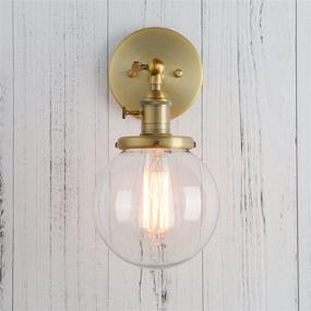 img 2 attached to 🔦 Vintage Industrial Wall Sconce: Permo Lighting Fixture with Mini 5.9" Hand Blown Clear Glass Globe Shade (Antique)