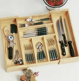 img 4 attached to Beechwood Expandable Flatware/Cutlery Tray for Efficient Organization