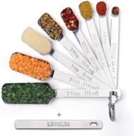 🥄 2lbdepot measuring spoons set of 9 - includes bonus leveler, premium rust-proof stainless steel metal, chrome plated, heavy-duty, narrow and long handle design - fits spice jars perfectly logo