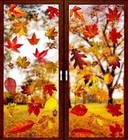 img 4 attached to 🍁 VEYLIN 6 Sheets of 200Pcs Thanksgiving Window Clings - Autumn Maple Leaves Static Stickers for Festive Thanksgiving Day Window Decoration