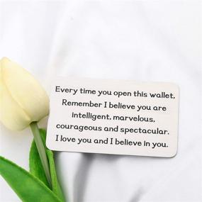 img 1 attached to 💌 FUSTMW Inspirational Metal Wallet Card: A Heartfelt Reminder of Love and Belief for Your Son or Daughter