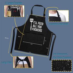 img 2 attached to I'll Feed All You - Funny Apron with 3 Pockets - Perfect Gifts for 🎁 Men and Women - Dad, Husband, Wife, Mom, Brother, Him - Miracu Cooking Grilling BBQ Chef Apron