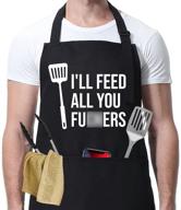 i'll feed all you - funny apron with 3 pockets - perfect gifts for 🎁 men and women - dad, husband, wife, mom, brother, him - miracu cooking grilling bbq chef apron logo