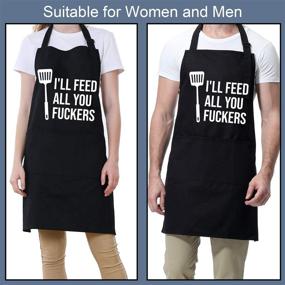 img 1 attached to I'll Feed All You - Funny Apron with 3 Pockets - Perfect Gifts for 🎁 Men and Women - Dad, Husband, Wife, Mom, Brother, Him - Miracu Cooking Grilling BBQ Chef Apron