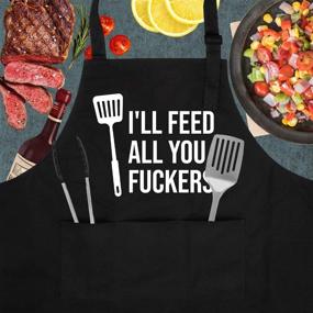 img 3 attached to I'll Feed All You - Funny Apron with 3 Pockets - Perfect Gifts for 🎁 Men and Women - Dad, Husband, Wife, Mom, Brother, Him - Miracu Cooking Grilling BBQ Chef Apron