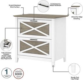 img 2 attached to Bush Furniture 2 Drawer Lateral File Cabinet in Pure White and Shiplap Gray: Sleek and Stylish Office Storage Solution