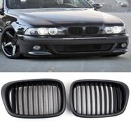 🔥 enhanced performance: yuk premium matt black front kidney grilles grill for bmw e39 4dr 525i 528i 530i 540i m5 2000-2003 logo