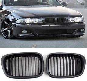 img 3 attached to 🔥 Enhanced Performance: YUK Premium Matt Black Front Kidney Grilles Grill for BMW E39 4Dr 525i 528i 530i 540i M5 2000-2003