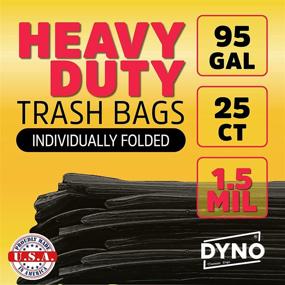 img 3 attached to 96 Gallon Trash Bags - 1.5 Mil Black - Pack of 25 Large and Individually Folded Garbage Bags - 96 Gallon Trash Can Liners - Dimensions: 61W x 68L