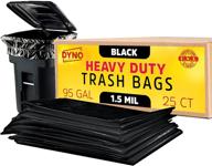 96 gallon trash bags - 1.5 mil black - pack of 25 large and individually folded garbage bags - 96 gallon trash can liners - dimensions: 61w x 68l logo