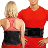 🏋️ flexguard support lower back support belt – m/l lumbar brace with pockets for heat and ice packs - compression belts for herniated discs & strained muscles – black логотип